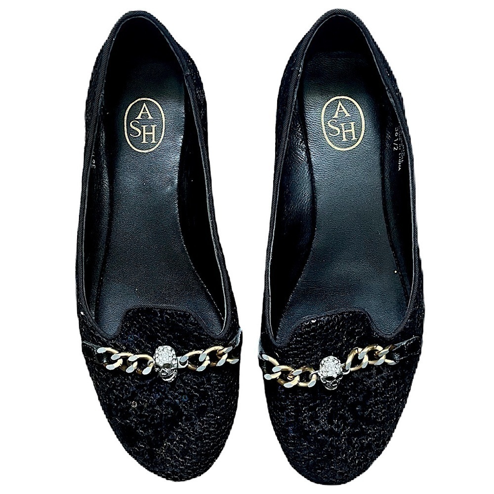 ASH ILKS Sequined Jeweled Skull Charmed Flats​​